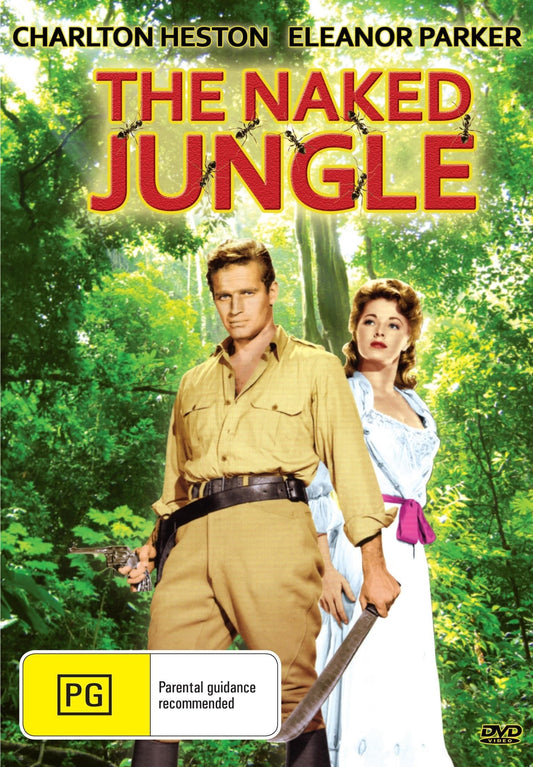 DVD of The Naked Jungle drama featuring Charlton Heston and Eleanor Parker, from RareAndCollectibleDVDs.