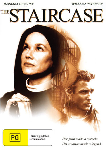 DVD cover of "The Staircase" drama featuring Barbara Hershey and William Petersen, from RareAndCollectibleDVDs.