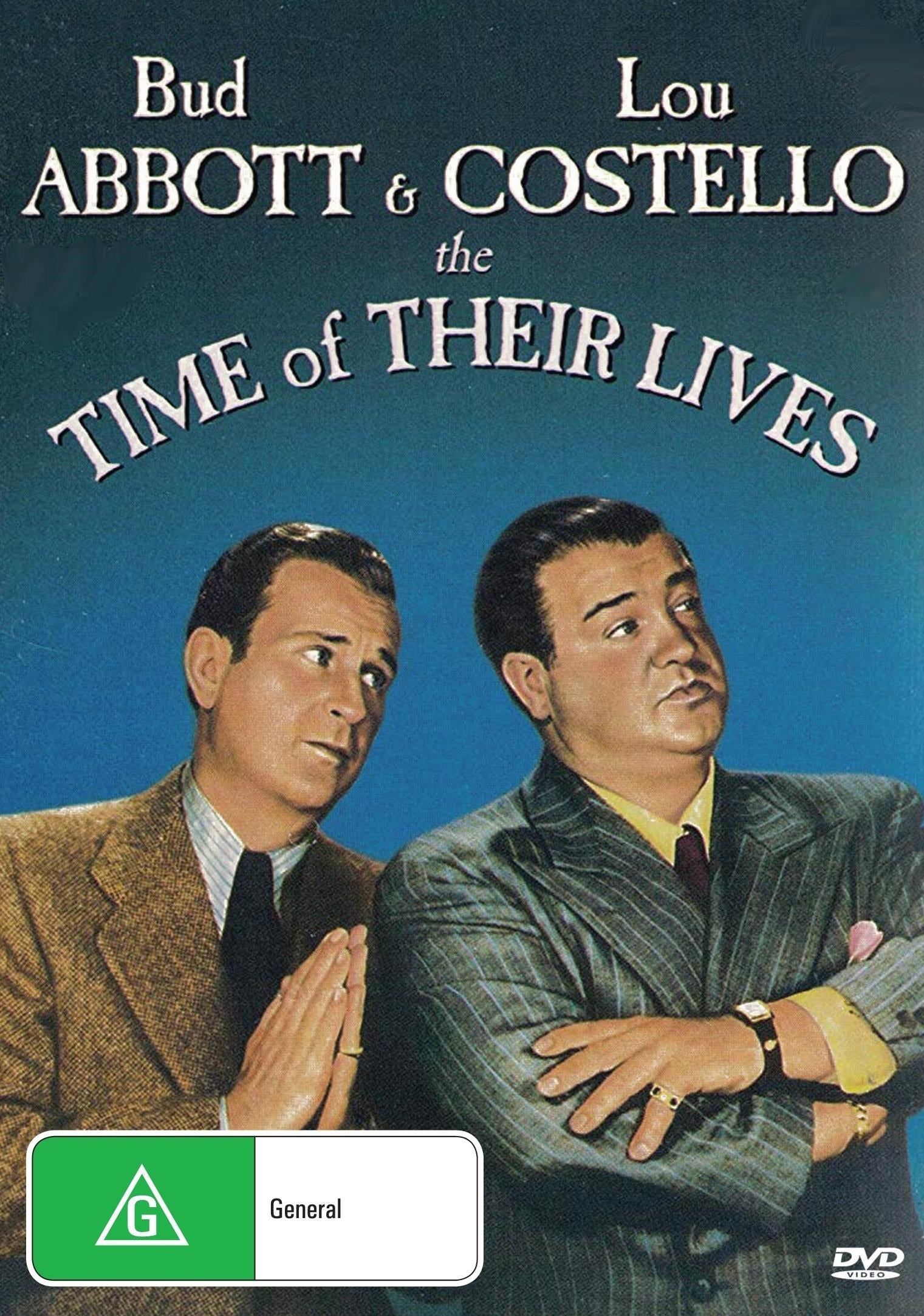 DVD cover for "The Time of Their Lives" comedy featuring Bud Abbott and Lou Costello, from rareandcollectibledvds.