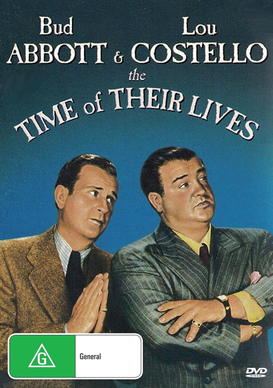 DVD cover for "The Time of Their Lives" comedy featuring Bud Abbott and Lou Costello, from rareandcollectibledvds.
