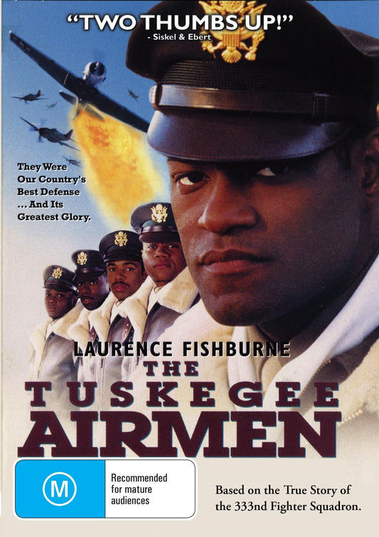 DVD cover of The Tuskegee Airmen featuring Laurence Fishburne and Allen Payne, showcasing historical military aviation film.