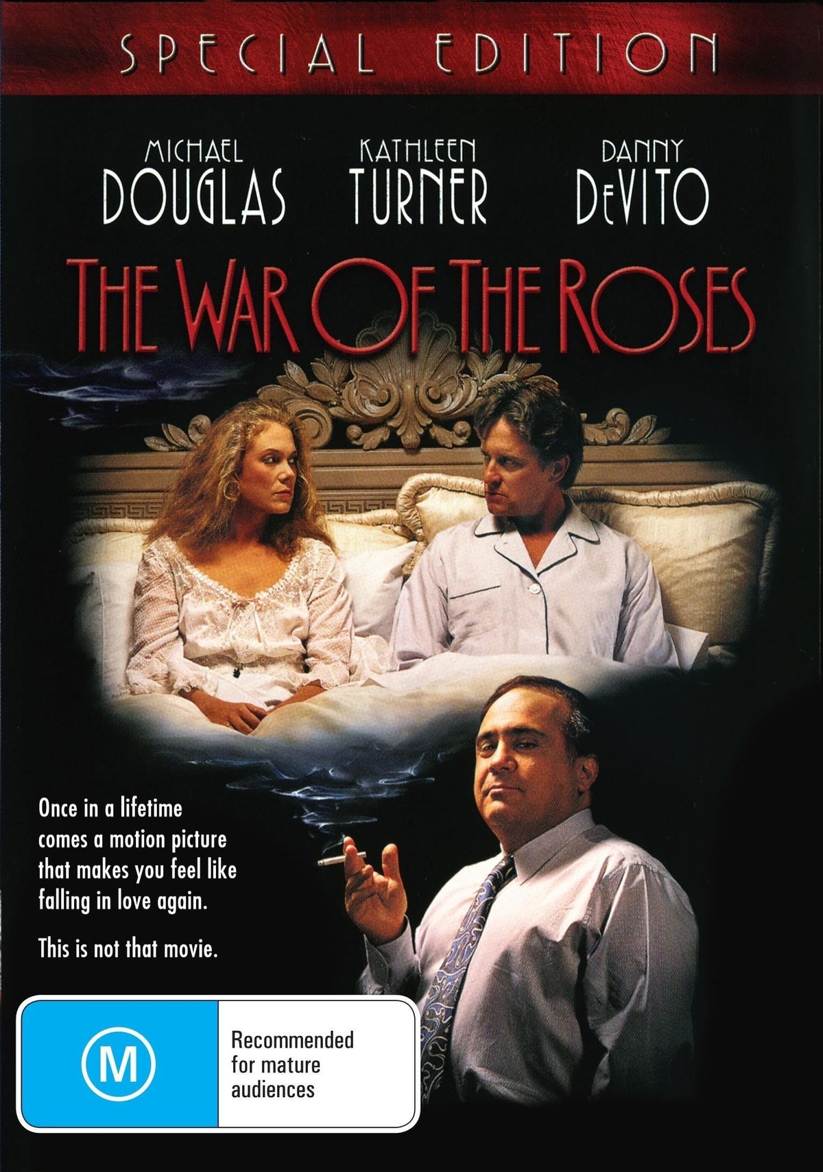 DVD cover image of "The War of the Roses" comedy with Michael Douglas and Kathleen Turner, featuring the movie title and actors.
