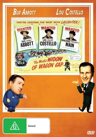 DVD cover of The Wistful Widow of Wagon Gap comedy featuring Bud Abbott and Lou Costello, from RareandCollectibleDVDs.