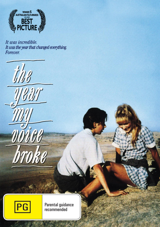 DVD cover for "The Year My Voice Broke" featuring Noah Taylor and Loene Carmen, romantic drama film, released by rareandcollectibledvds.
