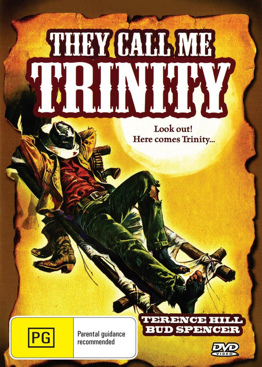 DVD cover of "They Call Me Trinity" comedy featuring Terence Hill and Bud Spencer, from Rare and Collectible DVDs.