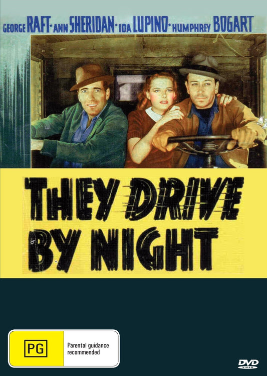 DVD cover of "They Drive by Night" featuring George Raft and Humphrey Bogart, crime drama film, from Rare and Collectible DVDs.
