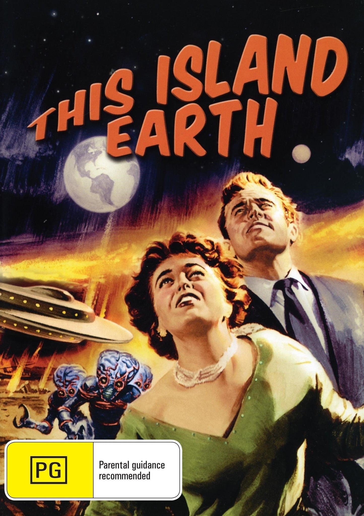 This Island Earth DVD featuring Jeff Morrow and Faith Domergue, displayed with cover art from the horror sci-fi film.
