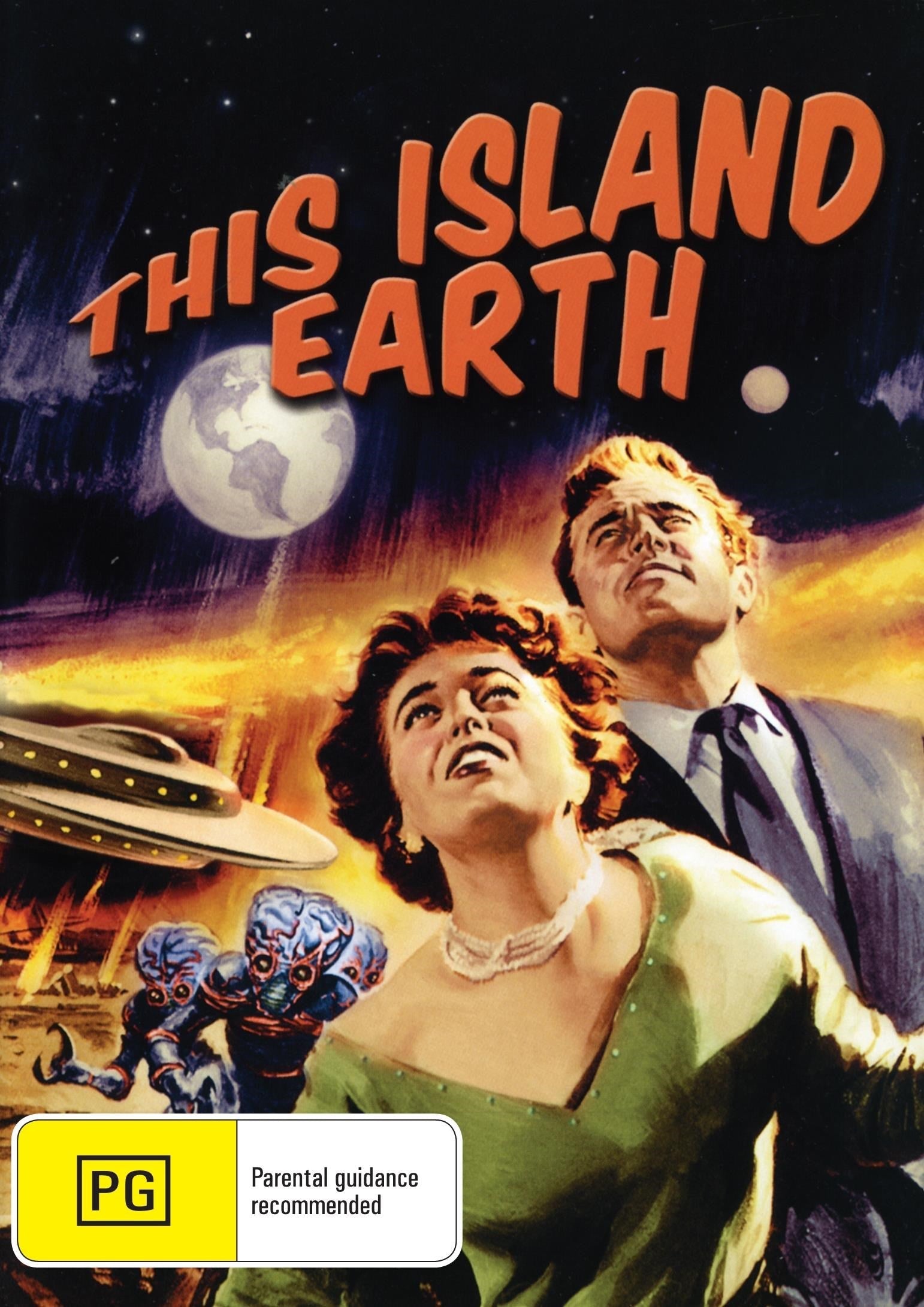 This Island Earth DVD featuring Jeff Morrow and Faith Domergue, displayed with cover art from the horror sci-fi film.