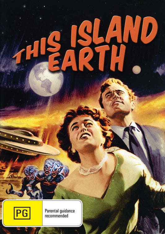 This Island Earth DVD featuring Jeff Morrow and Faith Domergue, displayed with cover art from the horror sci-fi film.