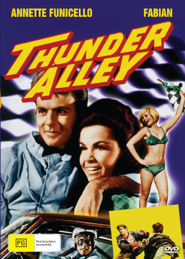 Thunder Alley DVD featuring Annette Funicello and Fabian, action film with colorful movie cover art and vintage design.