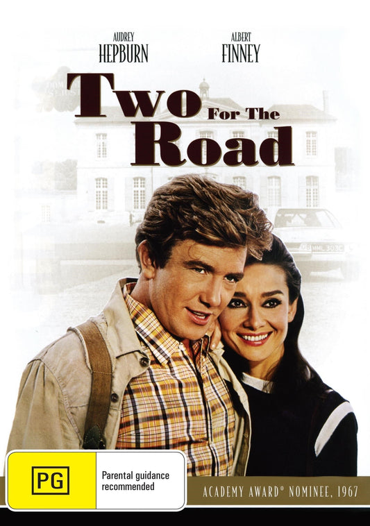 Two For The Road DVD featuring Audrey Hepburn and Albert Finney, a classic comedy film with vintage packaging.