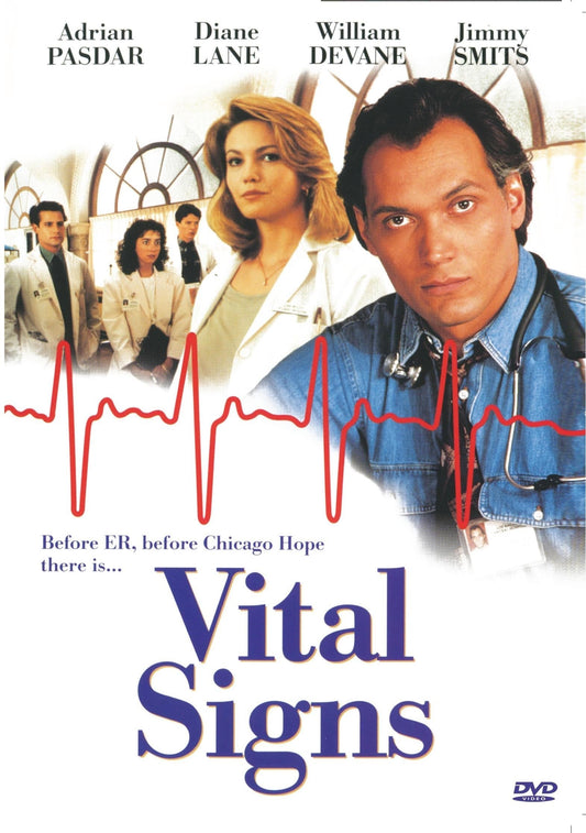 DVD of the drama "Vital Signs" featuring Adrian Pasdar and Diane Lane, with a cover image showing the film title and actors.
