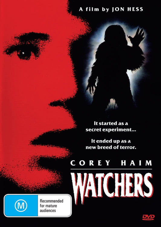 DVD cover of "Watchers" horror movie starring Corey Haim and Michael Ironside, from rareandcollectibledvds collection.