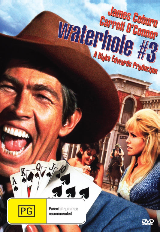 Western DVD "Waterhole #3" featuring James Coburn and Carroll O'Connor, displayed in a case with cover art from rareandcollectibledvds.
