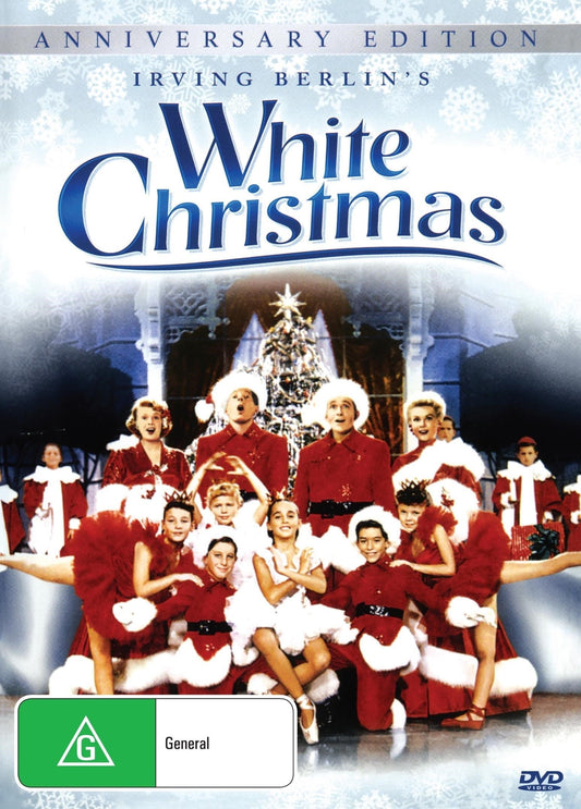 White Christmas DVD featuring Bing Crosby and Danny Kaye in a classic comedy, with festive holiday imagery.