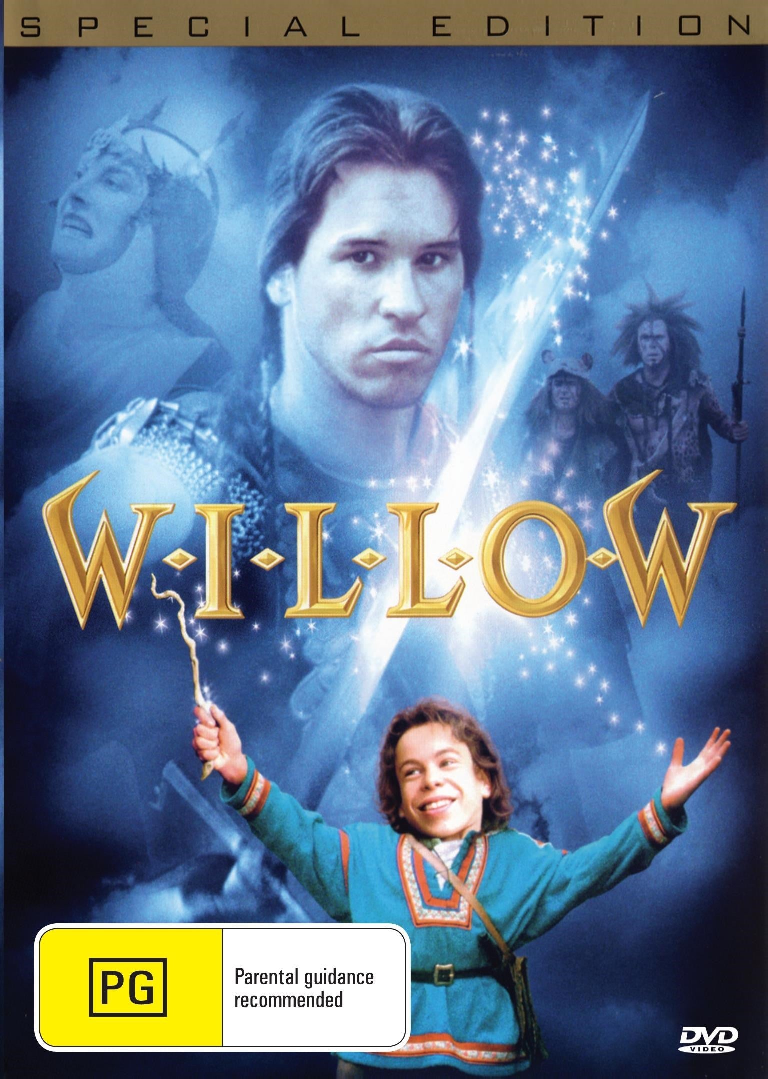 Willow DVD action movie featuring Val Kilmer and Joanne Whalley, showcasing the film's cover with characters in fantasy setting.