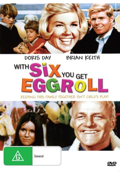 DVD cover of "With Six You Get Eggroll" drama featuring Doris Day and Brian Keith, from rareandcollectibledvds collection.