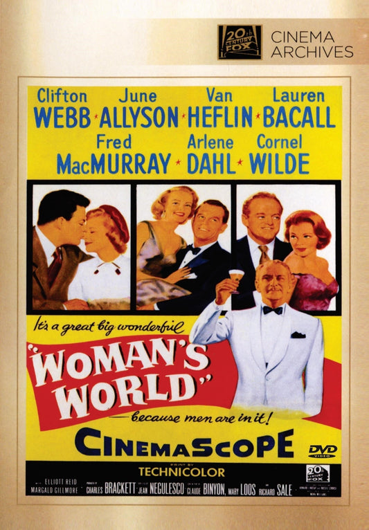 Woman's World DVD featuring Van Heflin and Lauren Bacall, a romantic film with vintage movie poster visuals.