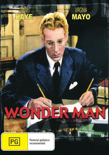 DVD of Wonderman musical featuring Danny Kaye and Virginia Mayo, with the cover art showing the main cast and vibrant design.