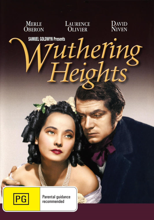 Wuthering Heights DVD drama featuring Merle Oberon and Laurence Olivier, vintage film with classic black-and-white imagery.