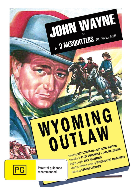 DVD cover of Wyoming Outlaw drama featuring John Wayne and Ray Corrigan, available from rareandcollectibledvds.