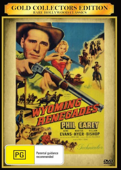 Western DVD featuring Philip Carey and Gene Evans in Wyoming Renegades, vintage film from Rare and Collectible DVDs.