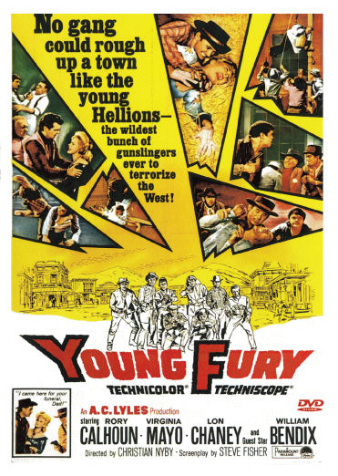 Young Fury DVD featuring Rory Calhoun and Virginia Mayo, Western film with classic Western scenery and cast details.