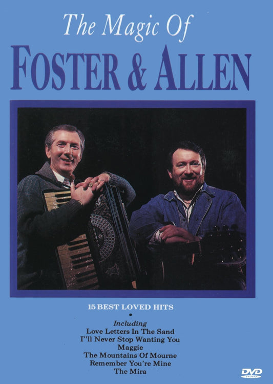 DVD cover of The Magic of Foster and Allen by RareandCollectibleDVDs, featuring a colorful image of the musical duo.