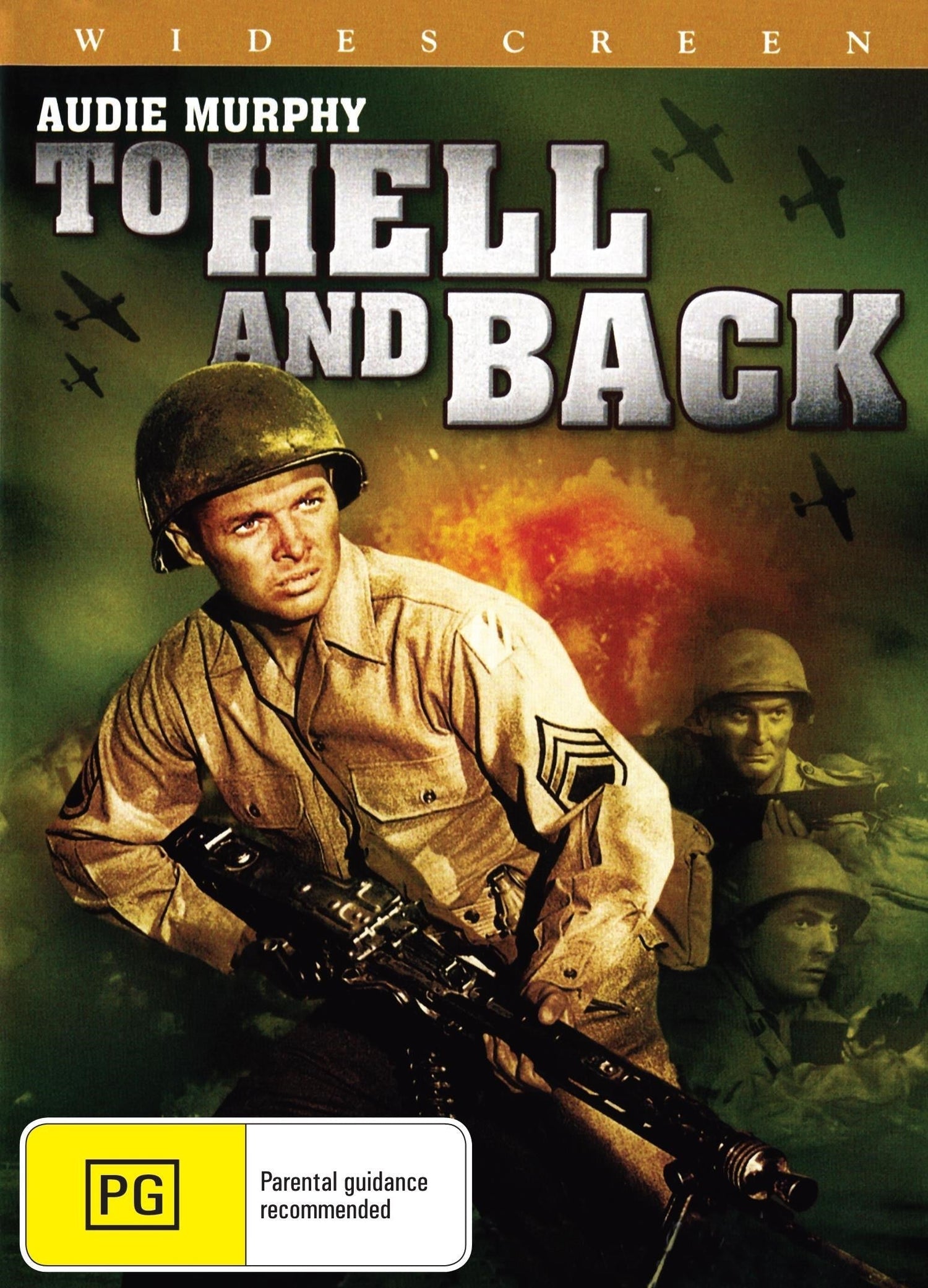 DVD cover of "To Hell And Back" action film featuring Audie Murphy and Marshall Thompson, from rareandcollectibledvds.