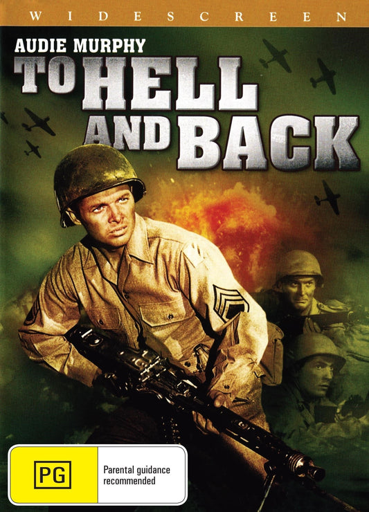 DVD cover of "To Hell And Back" action film featuring Audie Murphy and Marshall Thompson, from rareandcollectibledvds.