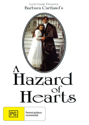 DVD of A Hazard of Hearts drama featuring Diana Rigg and Edward Fox, with cover art showing the film title and main actors.