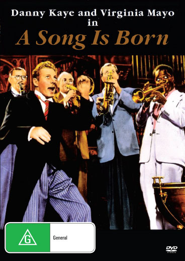 DVD cover of "A Song Is Born" comedy featuring Danny Kaye and Virginia Mayo, showcasing the film's promotional artwork.