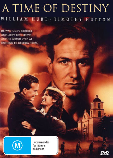 DVD cover of "A Time of Destiny" drama featuring William Hurt and Timothy Hutton, with the DVD case and artwork visible.