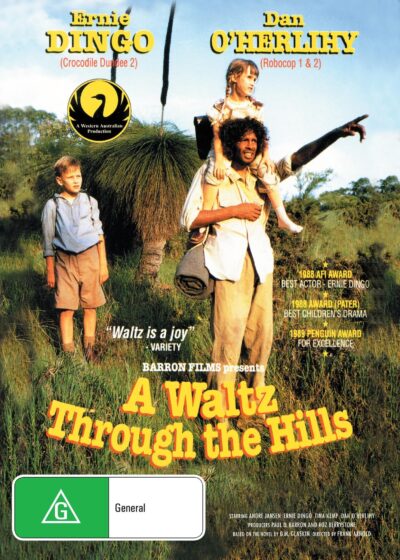 DVD cover of "A Waltz Through the Hills" featuring Dan O'Herlihy and Ernie Dingo, adventure film from Rare and Collectible DVDs.