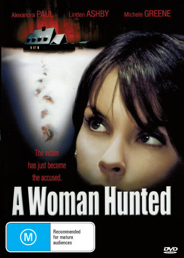 DVD cover of "A Woman Hunted aka Outrage," a mystery film starring Alexandra Paul and Linden Ashby, from RareandCollectibleDVDs.