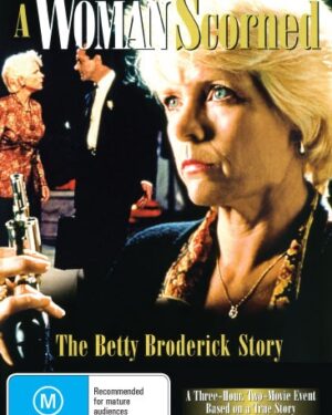 DVD of "A Woman Scorned" drama featuring Meredith Baxter and Stephen Collins, displayed on a plain background.