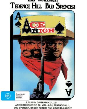 DVD cover of Ace High comedy film starring Terence Hill and Bud Spencer, featuring action scenes and classic Western imagery.