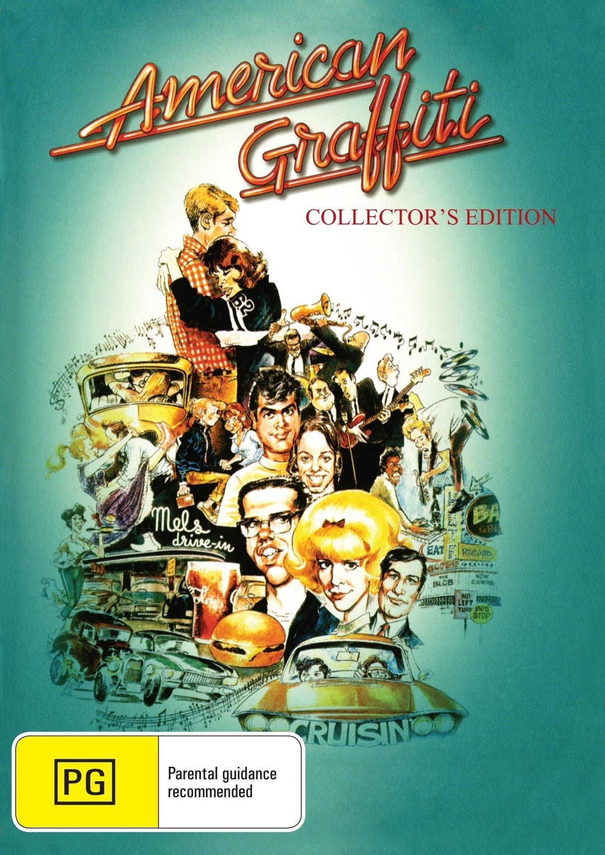American Graffiti DVD featuring Richard Dreyfuss and Ron Howard, drama movie displayed in its case with cover art.