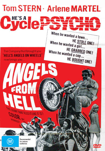 DVD cover for "Angels from Hell" action film featuring Tom Stern and Ted Markland, from Rare and Collectible DVDs.