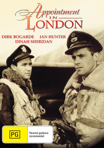 DVD cover of "Appointment in London" drama starring Dirk Bogarde and Ian Hunter, featuring actors and vintage film artwork.