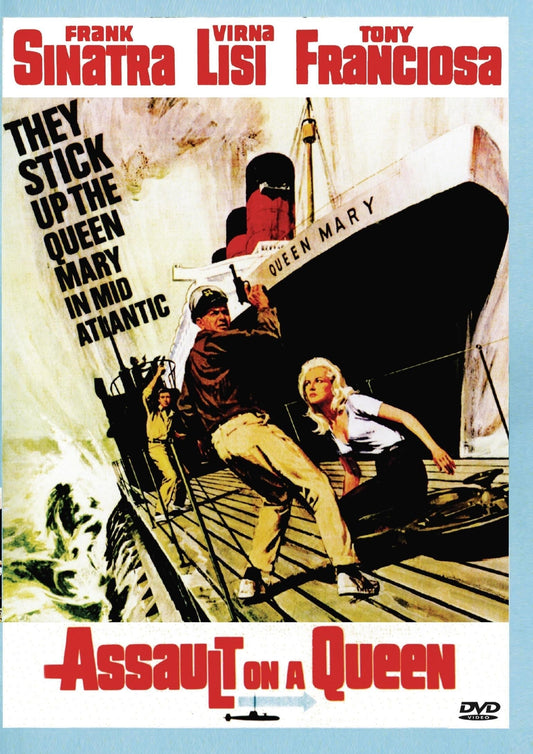 DVD cover for "Assault On A Queen" featuring Frank Sinatra and Virna Lisi, crime genre, from Rare and Collectible DVDs.