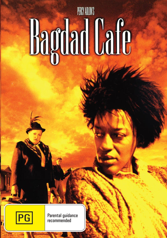 Bagdad Cafe DVD, comedy featuring Marianne Sägebrecht and CCH Pounder, showing the movie cover with title and cast images.