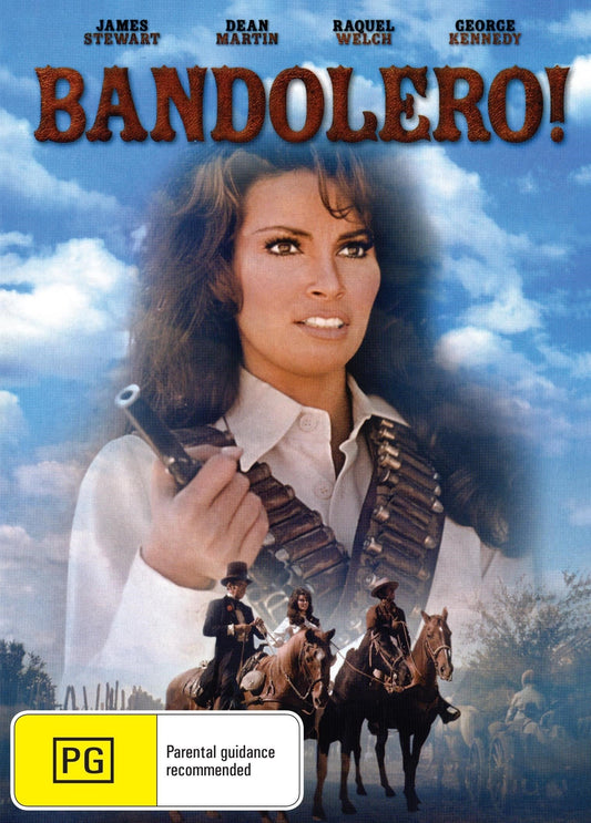DVD cover for "Bandolero!" featuring James Stewart and Dean Martin, drama film, from RareAndCollectibleDVDs.