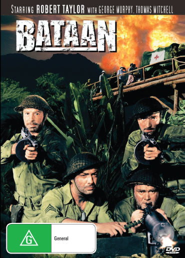 DVD cover of the drama film Bataan featuring Robert Taylor and George Murphy, part of the rareandcollectibledvds collection.