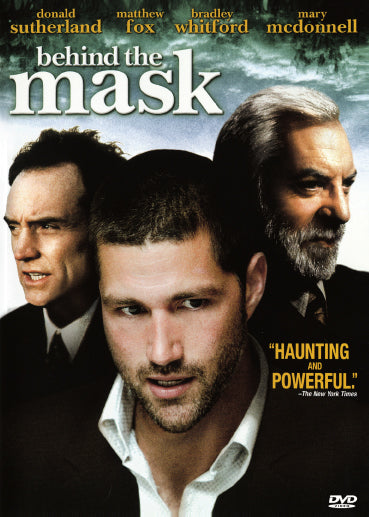 DVD of Behind The Mask drama featuring Donald Sutherland and Matthew Fox, with a cover image showcasing the film artwork.