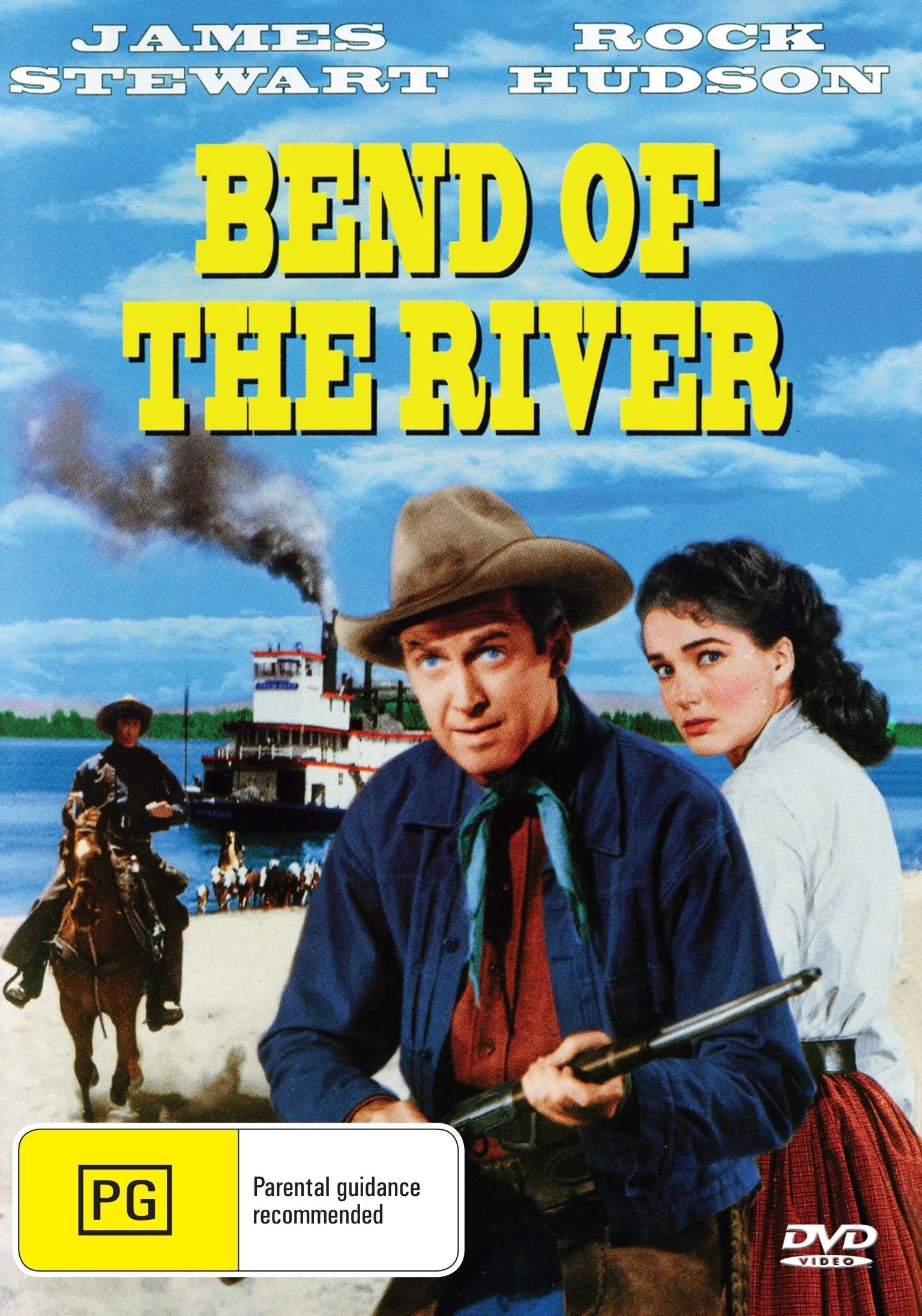 DVD of Bend Of The River featuring James Stewart and Rock Hudson, action movie on the rareandcollectibledvds label.