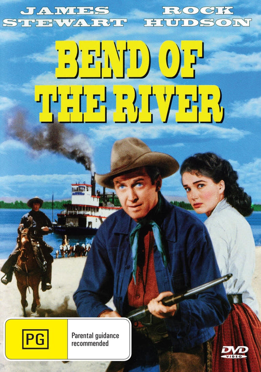 DVD of Bend Of The River featuring James Stewart and Rock Hudson, action movie on the rareandcollectibledvds label.