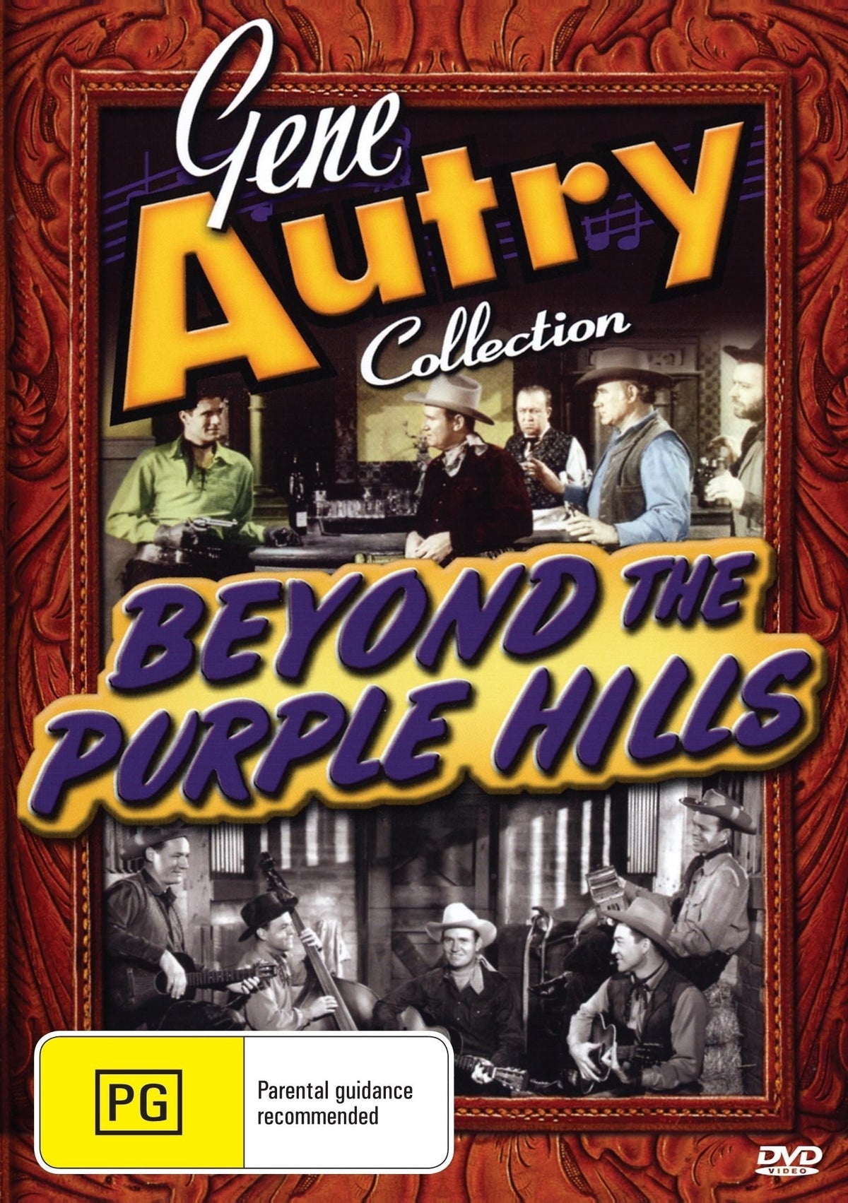 DVD cover of "Beyond the Purple Hills" Western starring Gene Autry with Champion, featuring vintage movie artwork.