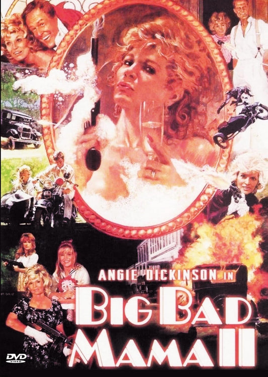 Big Bad Mama II DVD featuring Angie Dickinson and Robert Culp, action movie with vintage film poster style.