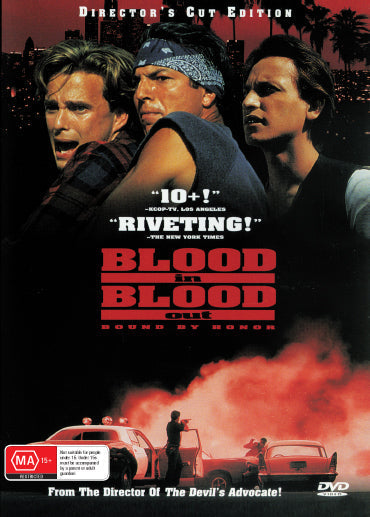 Blood In, Blood Out DVD featuring Damian Chapa and Jesse Borrego, crime drama movie, with characters in intense scenes